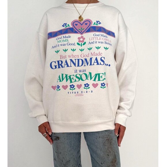 90s vintage grandma quote humor funny graphic novelty pullover sweatshirt large - Picture 1 of 10